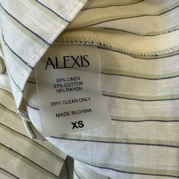 ALEXIS Virgo Mini Shirt Dress White Striped Cut Out Long Sleeve Party - Picture 11 of 13